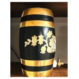 LL - Antique English Whiskey Barrel Dispenser - Black & Gold with WHISKY Label