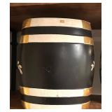 LL - Antique English Whiskey Barrel Dispenser - Black & Gold with WHISKY Label