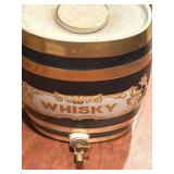 LL - Antique English Whiskey Barrel Dispenser - Black & Gold with WHISKY Label