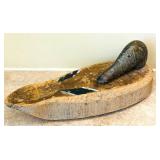 UL - Vintage Wood Duck Decoy,Vintage Caramel Glass Mug, Vintage Nigerian Hausa Basket and More