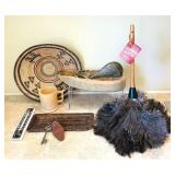 UL - Vintage Wood Duck Decoy,Vintage Caramel Glass Mug, Vintage Nigerian Hausa Basket and More