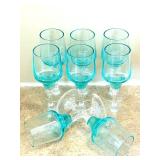 UL - Vintage Sasaki Aqua Harmony Hand-Blown Cordial Glasses