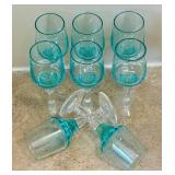 UL - Vintage Sasaki Aqua Harmony Hand-Blown Cordial Glasses