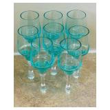 UL - Vintage Sasaki Aqua Harmony Hand-Blown Cordial Glasses