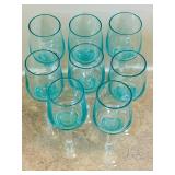 UL - Vintage Sasaki Aqua Harmony Hand-Blown Cordial Glasses