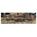 O - Portable Outdoor Furniture Set - Wood Slat Table with 4 Chairs & Bench