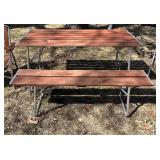 O - Portable Outdoor Furniture Set - Wood Slat Table with 4 Chairs & Bench