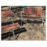 O - Portable Outdoor Furniture Set - Wood Slat Table with 4 Chairs & Bench