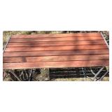 O - Portable Outdoor Furniture Set - Wood Slat Table with 4 Chairs & Bench