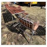 O - Portable Outdoor Furniture Set - Wood Slat Table with 4 Chairs & Bench