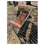 O - Portable Outdoor Furniture Set - Wood Slat Table with 4 Chairs & Bench