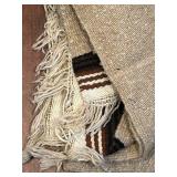 LL - Blanket Woven Storage Basket - Natural Beige & Brown Stripes