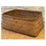 LL - Blanket Woven Storage Basket - Natural Beige & Brown Stripes