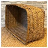 LL - Blanket Woven Storage Basket - Natural Beige & Brown Stripes
