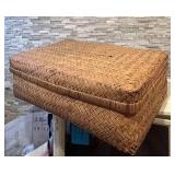LL - Blanket Woven Storage Basket - Natural Beige & Brown Stripes
