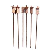 O - Copper Tiki Torches - Diamond Pattern Lantern Heads (Lot of 5)
