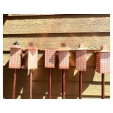 O - Copper Tiki Torches - Diamond Pattern Lantern Heads (Lot of 5)