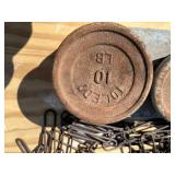 G - Toledo Vintage Cast-Iron Weight Plates with Heavy-Duty Chain (Lot of 3)