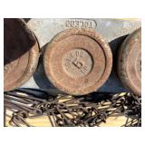 G - Toledo Vintage Cast-Iron Weight Plates with Heavy-Duty Chain (Lot of 3)