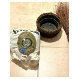 LS - Aqua Globes 2-Pack Hand-Blown Glass Watering Globes, Spanish Moss, 35-inch Long Decor