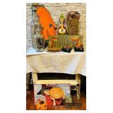 LS - 21-Inch Halloween Pumpkin Cutout with Its Halloween Sign, Vintage aper Maché Pumpkin and More