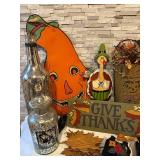LS - 21-Inch Halloween Pumpkin Cutout with Its Halloween Sign, Vintage aper Maché Pumpkin and More