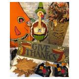 LS - 21-Inch Halloween Pumpkin Cutout with Its Halloween Sign, Vintage aper Maché Pumpkin and More