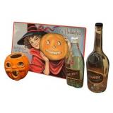 LS - 21-Inch Halloween Pumpkin Cutout with Its Halloween Sign, Vintage aper Maché Pumpkin and More