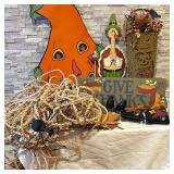 LS - 21-Inch Halloween Pumpkin Cutout with Its Halloween Sign, Vintage aper Maché Pumpkin and More