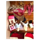 LL - Christmas Decor Lot - Stockings, Snowmen, Reindeer & Mini Tree