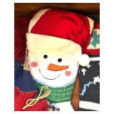 LL - Christmas Decor Lot - Stockings, Snowmen, Reindeer & Mini Tree