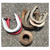 G - Horseshoes & Vintage Discs Lot - Rusty Metal Hardware & Furniture Mix