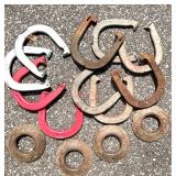 G - Horseshoes & Vintage Discs Lot - Rusty Metal Hardware & Furniture Mix