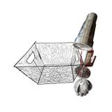 G - Vintage Lamp with Metal Wire Basket & Red Lantern, Cookie Tin & Rabbit Figurine