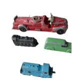 G - Tootsietoy Vintage Tin Toy Cars - Red 7 in Car, Greyhound Bus, & More (Lot of 8)