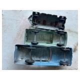 G - Tootsietoy Vintage Tin Toy Cars - Red 7 in Car, Greyhound Bus, & More (Lot of 8)