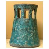 DR - Vintage Mid Century Italian Lava Glaze Pottery Vase & Vintage Aqua Lantern Base from Thomas Lee Living