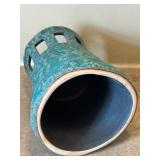 DR - Vintage Mid Century Italian Lava Glaze Pottery Vase & Vintage Aqua Lantern Base from Thomas Lee Living