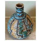 DR - Vintage Mid Century Italian Lava Glaze Pottery Vase & Vintage Aqua Lantern Base from Thomas Lee Living