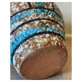 DR - Vintage Mid Century Italian Lava Glaze Pottery Vase & Vintage Aqua Lantern Base from Thomas Lee Living