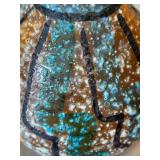 DR - Vintage Mid Century Italian Lava Glaze Pottery Vase & Vintage Aqua Lantern Base from Thomas Lee Living