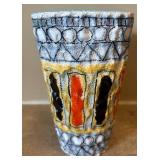 DR -Vintage Fratelli Fancioullacci Italian Blue and Orange Vase