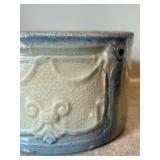 DR - Antique Yellow Ware Butter Crock Draped Window Design