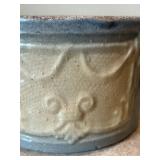 DR - Antique Yellow Ware Butter Crock Draped Window Design