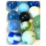 UL - Vintage Glass Marbles - Assorted Blues & Greens with Swirls