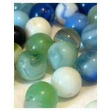 UL - Vintage Glass Marbles - Assorted Blues & Greens with Swirls