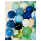 UL - Vintage Glass Marbles - Assorted Blues & Greens with Swirls