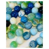 UL - Vintage Glass Marbles - Assorted Blues & Greens with Swirls