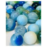 UL - Vintage Glass Marbles - Assorted Blues & Greens with Swirls