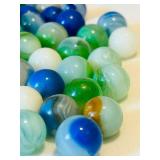 UL - Vintage Glass Marbles - Assorted Blues & Greens with Swirls